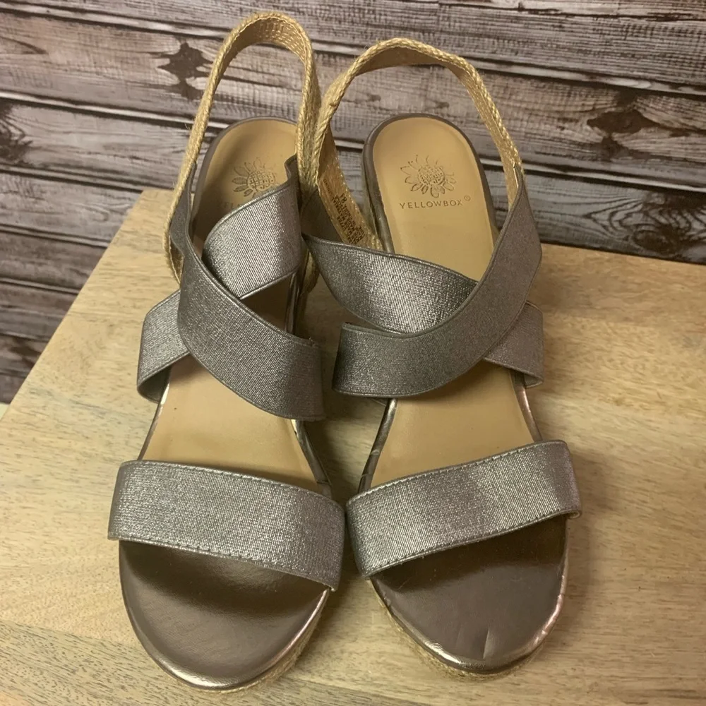 Yellow Box Silver Espadrille Wedge Sandals‎